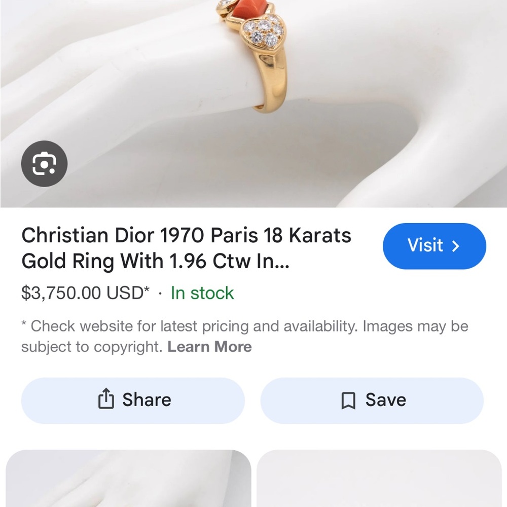 🚫🚫🚫SOLD Dior 750 18k gold coral ring - Picture 9 of 9